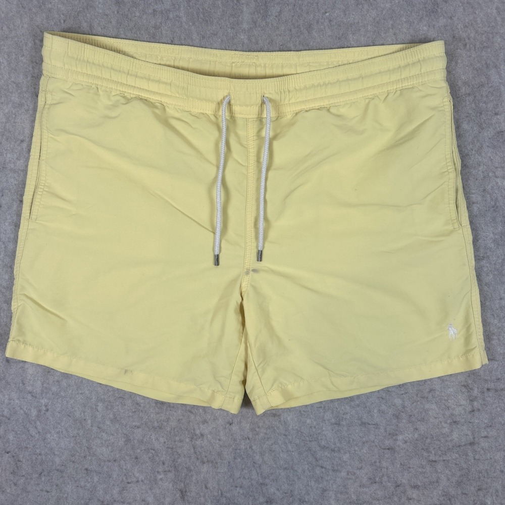 Polo Ralph‎ Lauren Men's Swim Shorts Blue Yellow Size L Drawstring Pockets